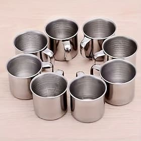 4/6PCS Stainless Steel Coffee Cups, Double-Layer Stainless Steel Material, Portable and Durable with Handle, Easy to Clean, Suitable for Camping, Travel, Offic
