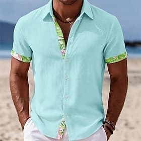 Voor heren Kokosnootboom Tropische planten Overhemd Hawaiiaans overhemd Tropische shirts Korte mouw Hawaii Casual Feestdagen Strand Kleding Zomer Lente Strijki thumbnail 2