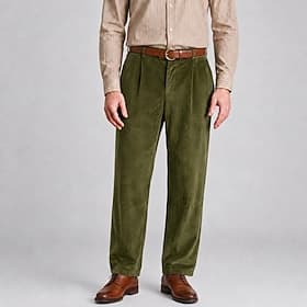 Men's Velvet Dress Pants - Casual Straight Leg Trousers - Army Green