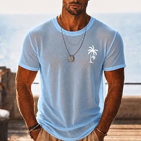 Men's Solid Color T Shirt Short Sleeve T shirt 3D Print Crew Neck Shirt Fashion Casual Street Holiday Blue Black White Summer Spring Clothing Apparel S M L XL