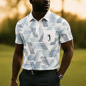 Hombre Geométrico Golf Camisetas polo deportivas Manga Corta Camisas de polo Camisas con cuello Casual Ropa Deportiva Impresión 3D Botones Malla Transpirable P thumbnail 2