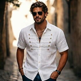 Men's Shirt Summer Shirt Beach Shirt Summer Hawaiian Shirt Solid Color Casual Daily Black White Short Sleeve Lapel Spring  Summer Summer Clothing Apparel Butto