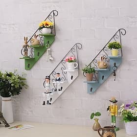 1Pc Retro Restaurant Flower Shop Entrance Children's Room Background Wall Decor Ironwork Flower Rack Hanging Accessories Wall Mount