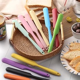 6/10pcs Silicone Spatula Cream Scraper Macaron Colored Cake Spatula Bread Jam Knife Mixing Spatula Non-Stick Baking Tool Food-Grade Material Heat-Resistant