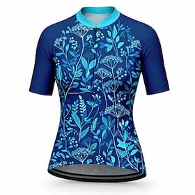 Dames Wielrenshirt Bloemig Korte mouw Fietsen Shirt Kleding Bovenlichaam met 3 achterzakken Zonbescherming UV-bestendig Sneldrogend Reflecterende strips Sport thumbnail 11