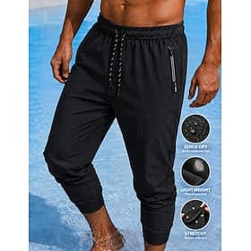 Men's Joggers Trousers Casual Shorts Quick-dry Pants Cooling Pants Drawstring Pocket Elastic Waist Plain Lightweight Breathable Full Length Casual Daily Outdoo