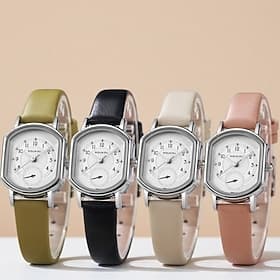 Montre octogonale vintage pour femme, bracelet en cuir, mouvement à quartz analogique avec petite seconde et chiffres arabes, élégante montre à offrir, disponi