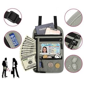 marsupio da viaggio multifunzionale, portafoglio da collo, porta passaporto per la famiglia, organizer con blocco RFID, multi-tasche, porta documenti per passa