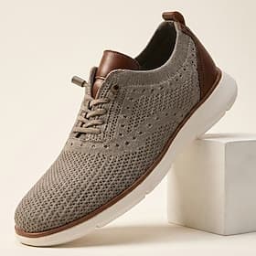 Baskets montantes en maille taupe pour homme, respirantes et légères, confortables et souples, idéales au quotidien, en voyage, pour les trajets domicile-trava