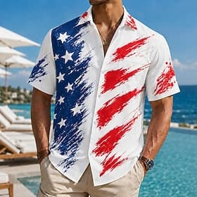 4 juli 2026 250e Voor heren Amerikaanse vlag Overhemd Zomer overhemd Korte mouw Vaderlandslievend Dagelijks Streetwear Zomer Lente Strijkijzer 3D-afdrukken Voo thumbnail 4