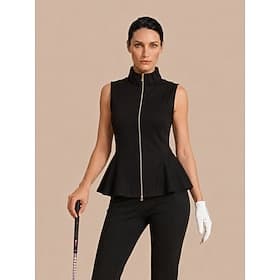 Women's Vest Black Sleeveless Vest / Gilet Ladies Clothes Outfits Wear Apparel