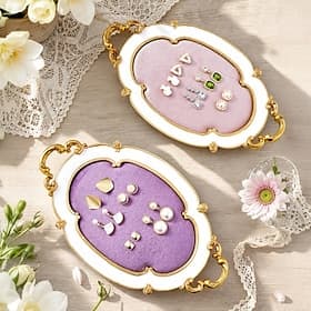 1PC, European-style Resin Material Cloud-shaped Velvet Jewelry Tray (Without Jewelry), Suitable for Jewelry Store Counter Display, Jewelry Storage On Dressing