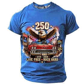 4 juli 2026 250e Voor heren Adelaar Amerikaanse vlag 1776 T-shirt Korte mouw T-shirt 3D-afdrukken Strakke ronde hals Overhemd Vaderlandslievend Dagelijks Festi thumbnail 4