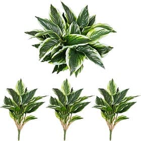 3/6pcs Artificial Tropical Greenery, Realistic Fake Hosta Plants with UV Resistant Green Leaves and Stems, Perfect for Outdoor and Indoor Decor, Balcony, Terra
