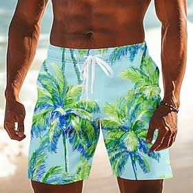 Voor heren Kokosnootboom Palmboom Tropische planten Lange zwembroeken Badpakken Zwembroeken Boardshorts Medium Taille Hawaii Dagelijks Strandvakantie Zijzakken thumbnail 2