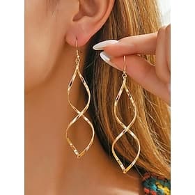 Women's Spiral Twisted Drop Earrings, Boho Alloy Dangle Earrings in Gold/Silver, Elegant Statement Jewelry for Beach Vacation  Daily Casual Wear