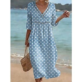 Per donna Abito Midi Abito a Tubino Vestito Estivo Abito Estivo Vacanza Festa Casual Ufficio Spiaggia Feste Vestibilità comoda Floreale Grafico Manica 3/4 Scol