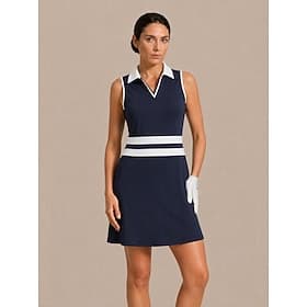 Women's Golf Dress Lake blue Black Navy Blue Sleeveless Dress Ladies Golf Attire Clothes Outfits Wear Apparel