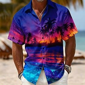 Voor heren Kokosnootboom Tropische planten Overhemd Hawaiiaans overhemd Tropische shirts Korte mouw Hawaii Casual Feestdagen Strand Kleding Zomer Lente Strijki thumbnail 10