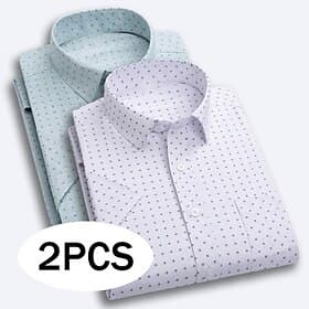 Men's Shirt Dress Shirt Non Iron Shirt Button Up Shirt Polka Dot Daily Business PinkPurple WhitePink WhiteGreen WhitePurple Short Sleeve Turndown Spring  Summe