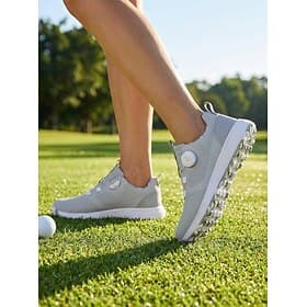 Chaussures de golf grises sans crampons pour femmes, avec fermeture à molette, imperméables, antidérapantes et confortables, idéales pour l'entraînement et le
