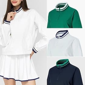 Femmes Couleur Unie Chemise d'entraînement Veste de sport de tennis manche longue Fermeture éclair Avec Poches Séchage Rapide Léger Évacuation de l'Humidité Re thumbnail 2