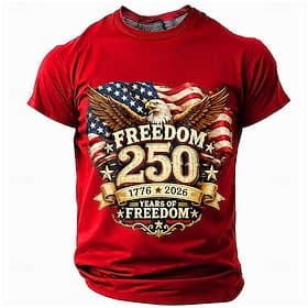 4 juli 2026 250e Voor heren Adelaar Amerikaanse vlag 1776 T-shirt Korte mouw T-shirt 3D-afdrukken Strakke ronde hals Overhemd Vaderlandslievend Dagelijks Festi thumbnail 2
