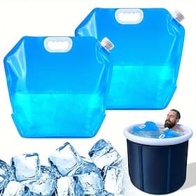 3pcs Water Bags, Foldable, Durable And Leak-Proof, Freezer-Safe, With Easy-To-Carry Handles, Made Of Food-Grade Plastic. Suitable For Outdoor Camping Traveling