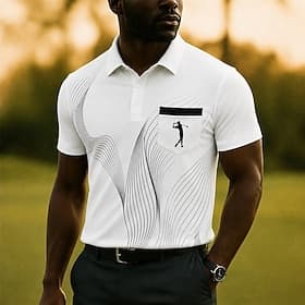 Hombre Geométrico Golf Camisetas polo deportivas Manga Corta Camisas de polo Camisas con cuello Casual Ropa Deportiva Impresión 3D Botones Malla Transpirable P thumbnail 4
