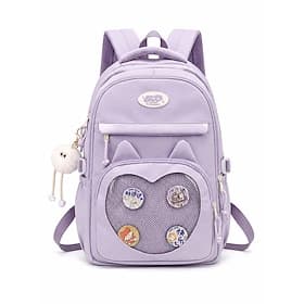 Girls Kawaii School Backpack with Multiple Pockets, Large Capacity Polyester Bookbag with Luggage Strap, Cute Teen Laptop Backpack for School, Travel, Camp  Da