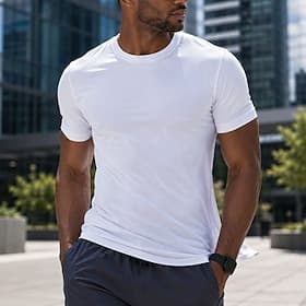Herren T Shirt T-Shirt Kurzarm Rundhalsausschnitt Sommer Frühling Ganzjahres Einfach Lässig sportlich Schnelltrocknend Schlank Lässig Täglich Sport Hellblau Sc