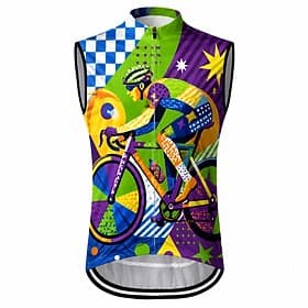 Voor heren Wielrenvest Wielrenshirt Geometrisch Mouwloos Fietsen Ves / Mouwloos Shirt Kleding Bovenlichaam met 3 achterzakken Sneldrogend Achterzak Vochtregele thumbnail 2