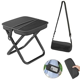 Foldable Backpack Stool, Portable Folding Stool with Sling Bag, Compact Outdoor Seat for Adults with Shoulder Strap, Supports up to 300 lbs for Camping, Fishin