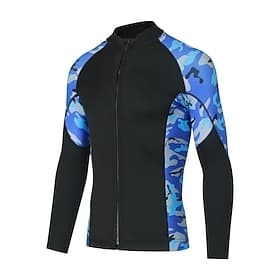 Men's Diving Suit 3mm Neoprene Wetsuit Top Thermal Dive Jacket Patchwork Camo / Camouflage Front Zip Thermal Quick Dry Thickened Long Sleeve Top Surfing Diving