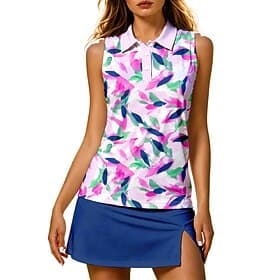 Women's Tennis Polo Shirt Pickleball Golf Summer Top Short Sleeve Breathable Stretch Zipper UPF50 Abstract Print Lavender Pink Outdoor Athletic Shirt