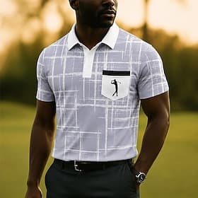 Hombre Geométrico Golf Camisetas polo deportivas Manga Corta Camisas de polo Camisas con cuello Casual Ropa Deportiva Impresión 3D Botones Malla Transpirable P