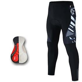 Men's Patchwork Geometic Cycling Tights Cycling Pants Bike Bottoms Slim Fit Sports Packable Waterproof Windproof UV Protection White Yellow Clothing Apparel Bi