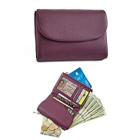 Women's Grained Leather Fold Wallet, Multiple Card Slots and Coin Compartment, Premium Soft Leather for 35 Women, Daily Use, Travel, and Business