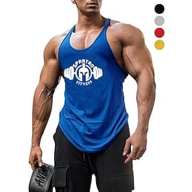 Voor heren Grafisch Brief Training tanktop Hardlooptanktop Fitness tanktop Zomer Racerback Mouwloos Sneldrogend Vochtregelerend Sportschooltraining Actieve tra