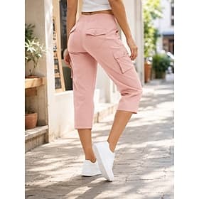 Per donna Pantaloni capri Pantaloni Cargo Elegante Canotta sportiva Capri Vita media Tinta unica Tasca Asciugatura Rapida All'aperto Inelastico All'aperto Viag thumbnail 2