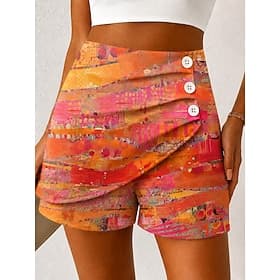 Dames Chinese Korte broek Elegant Vakantie Vintage Korte Hoge taille Grafisch Vlinder Abstract Meerlaags Sneldrogend Comfortabel Ademend Inelastisch Dagelijks