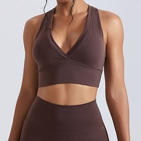 Women's Yoga Bra Pilates Bra Sports Bra Bra Top Skin Friendly Lightweight Comfortable Wireless Criss Cross Back Cami Solid Color Sport Activewear Blue Black Gy