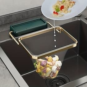 Sink Filter Rack Kitchen Foldable Sink Filter Mesh Bag Vertical Trash Rack Anti-Clog Disposable Trash Mesh Bag