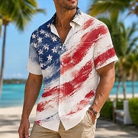 4 juli 2026 250e Voor heren Amerikaanse vlag Overhemd Zomer overhemd Korte mouw Vaderlandslievend Dagelijks Streetwear Zomer Lente Strijkijzer 3D-afdrukken Voo thumbnail 8