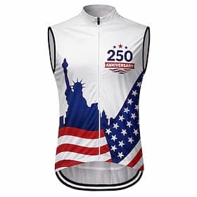 Amerika's 250e verjaardag Voor heren Wielrenvest Wielrenshirt Amerikaans / VS. Mouwloos Fietsen Ves / Mouwloos Shirt Kleding Bovenlichaam met 3 achterzakken Sn thumbnail 2