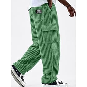 Men's Cargo Pants Trousers Corduroy Pants Casual Pants Baggy Pants Drawstring Multi Pocket Straight Leg Solid Color Comfort Full Length Casual Daily Outdoor Fa