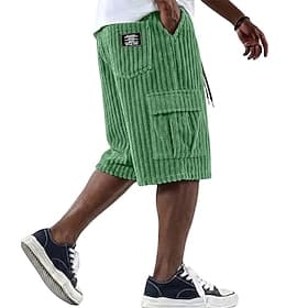 Hombre Pantalón corto Pantalones cortos casuales Pantalones cortos de pana Bolsillo Cintura elástica Plano Comodidad Transpirable Longitud de la rodilla Casual thumbnail 2