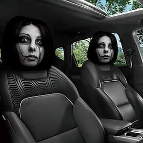 2/4 pezzi divertenti copri poggiatesta per auto con design a faccia inquietante, scherzo scioccante per i sedili anteriori, regalo di Halloween o scherzo, copr