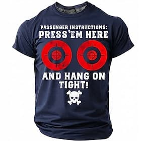Men's Funny Target Graphic T-Shirt, Navy Short Sleeve Novelty Tee Gift for Dad Husband Boyfriend
