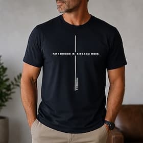 Fatherhood Is Kingdom Work Proverbs 22 6 Christian Cross Men's Religious Minimalist Faith Based T Shirt Graphic Crew Neck Short Sleeve Gift for Dad Church Desi